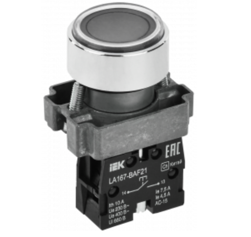 Кнопка LA167-BAF21 d=22мм 1з черная IEK