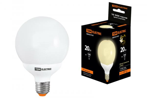 Компактная люминесцентная лампа TDM КЛЛ-G95-20 Вт-2700 К–Е27