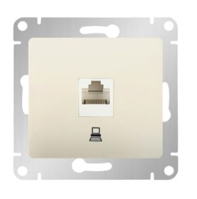 Schneider Electric Glossa Молочный Розетка компьютерная RJ45 категория 5E, механизм IP20 скрытая установка GSL000981K