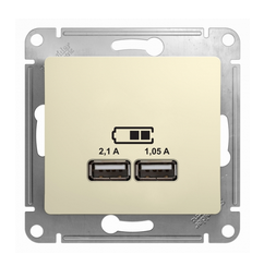 Schneider Electric Glossa  Бежевый Розетка механизм USB 5В/2100мА, 2х5В/1050мА, GSL000233