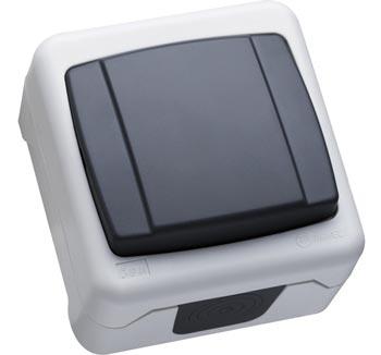 Makel  Менекше Серый Выключатель 1-клавишный IP55 открытая установка (пружинные зажимы) 36064101