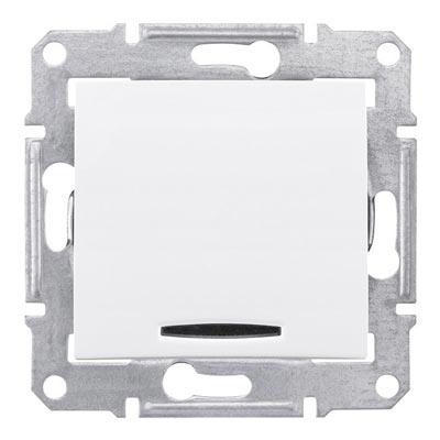 Schneider Electric Sedna  Белый Переключатель механизм 1-клавишный с синей подсветкой 16А IP20 скрытая установка SDN1500221