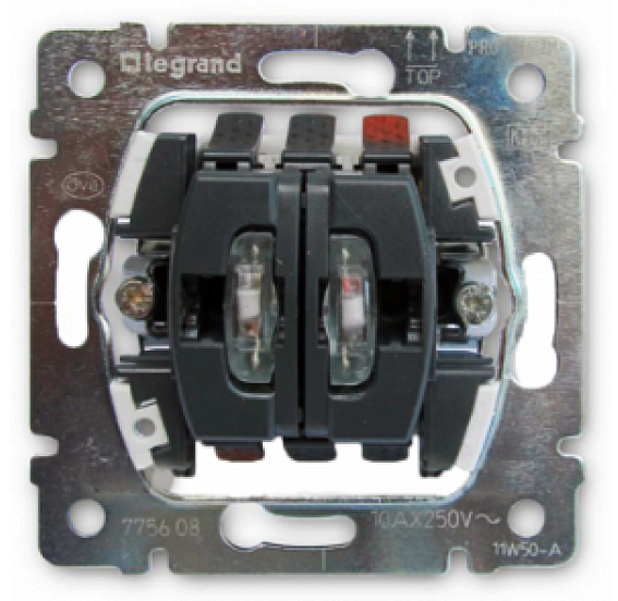 Legrand  Galea Life  Выключатель  2-клавишный с подсветкой  775825