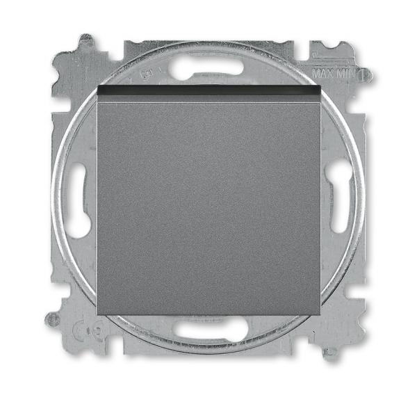 ABB  Levit  Сталь/Дымчатый чёрный Выключатель 1-клавишный 2-полюсный 2CHH590245A6069