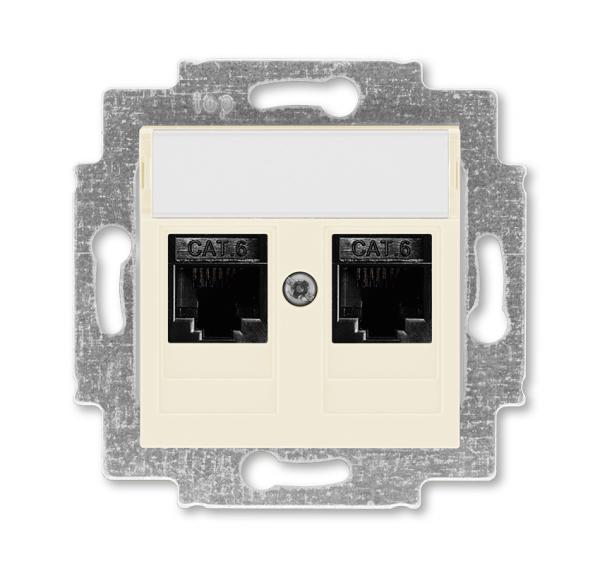 ABB  Levit  Слон. Кость Розетка компьютерная, 2хRJ45 категория 6, 2CHH296118A6017