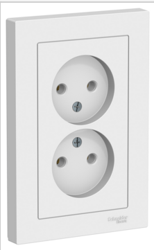 Schneider Electric AtlasDesign  Белый  Розетка 2-местная без заземляющих контактов16А, в сборе ATN000120