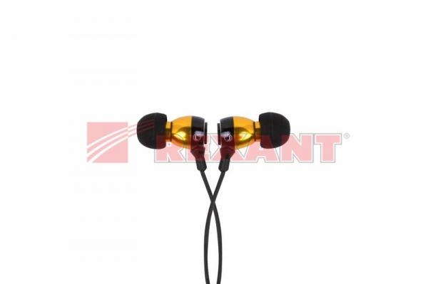 Наушники металлические M-12 с микрофоном черные/золотые REXANT 18-2002-4