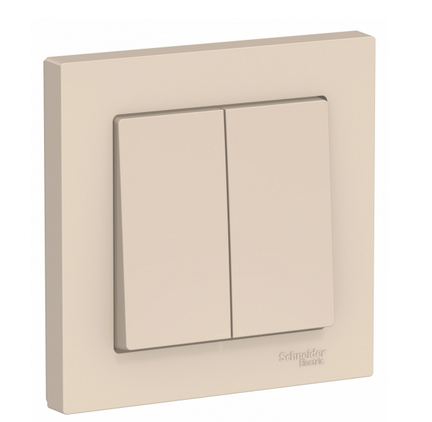 Schneider Electric AtlasDesign Бежевый  Выключатель 2-клавишный схема 5, 10АХ, в сборе ATN000252