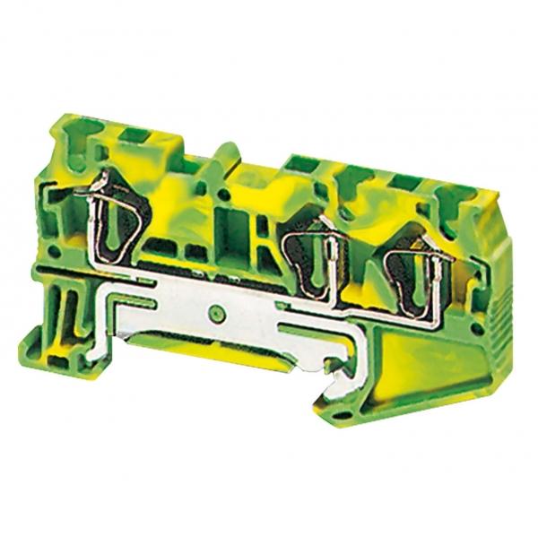 Клеммник пружинный с заземлением 4мм 3 точки Schneider Electric   NSYTRR43PE