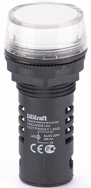Арматура светосигнальная/лампа коммутационная ADDS 22 мм LED белый 220В AC/DC ЛK-22 DEKraft 25121DEK