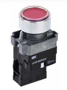 Кнопка LA167-BWF3472 d=22мм RC 1р с подсвет красная IEK
