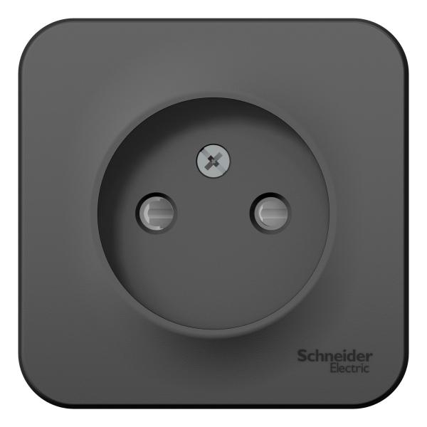 Schneider Electric  BLANCA  Антрацит  Розетка без заземляющих контактов со шторками изолирующая пластина 16А, 250В, открытая установка BLNRA001116