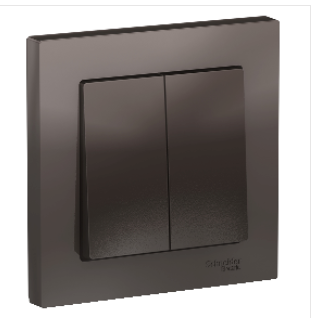 Schneider Electric AtlasDesign Мокко  Выключатель 2-клавишный схема 5, 10АХ, в сборе ATN000652