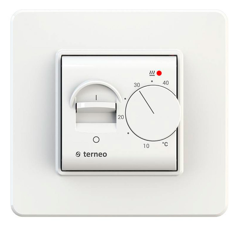 Терморегулятор Terneo mex белый механический для теплого пола, с фиксацией температурного режима. Регулирование работы осуществляется с помощью механической ручки и тумблера. Датчик в комплекте.