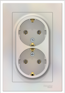 Schneider Electric AtlasDesign Жемчуг  Розетка 2-местная с заземляющими контактами, 16А, в сборе ATN000424