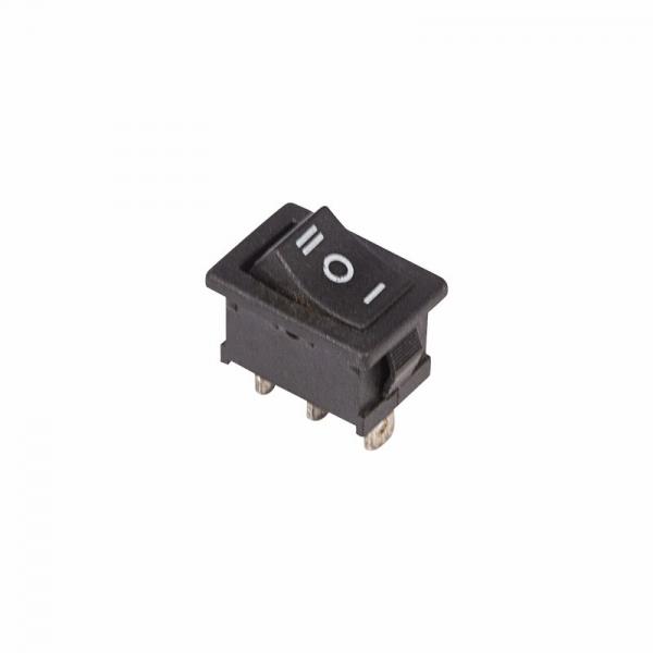 Выключатель клавишный 250V 6А (3с) ON-OFF-ON черный  с нейтралью  Mini  (RWB-205, SC-768)  REXANT 36-2145