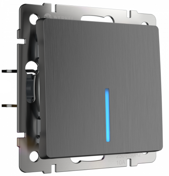 Werkel Графит Рифленый Выключатель 1-клавишный с подсветкой  WL04-SW-1G-LED/ a046615