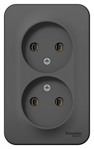 Schneider Electric  BLANCA  Антрацит  Розетка 2-местная без заземляющих контактов без шторок 16А, 250В, открытая установка BLNRA000206