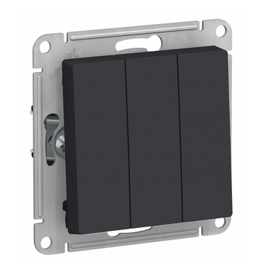 Schneider Electric AtlasDesign Карбон  Выключатель 3-клавишный схема 1+1+1, 10АХ, механизм ATN001031