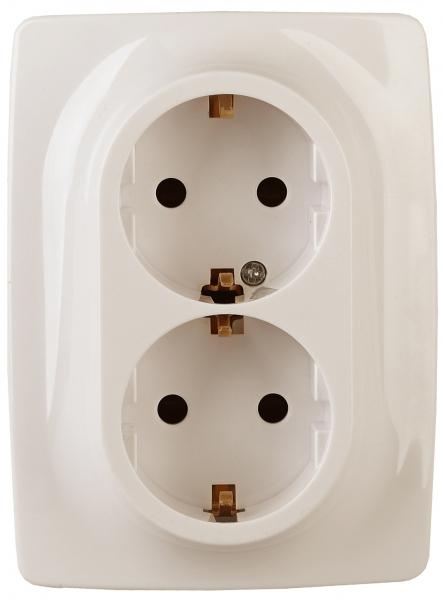 ЭРА  Эра12  Слоновая Кость  Розетка 2X2P+E Schuko, 16А-250В, б.л.,   12-2006-02 Б0038809