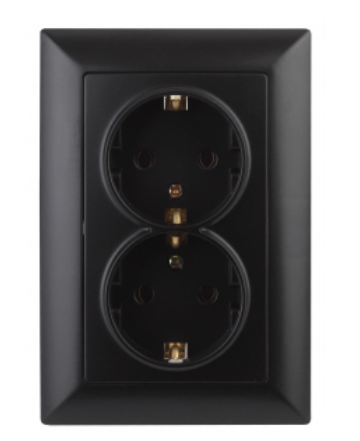 ЭРА Intro Solo  Антрацит  Розетка 2X2P+E Schuko, 16А-250В, скрытая установка  4-205-05