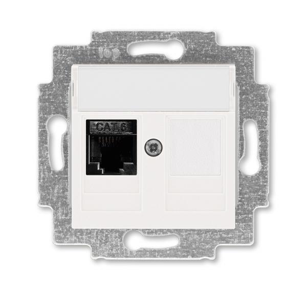 ABB  Levit  Жемчуг Розетка компьютерная RJ45 категория 6+заглушка, 2CHH296117A6068